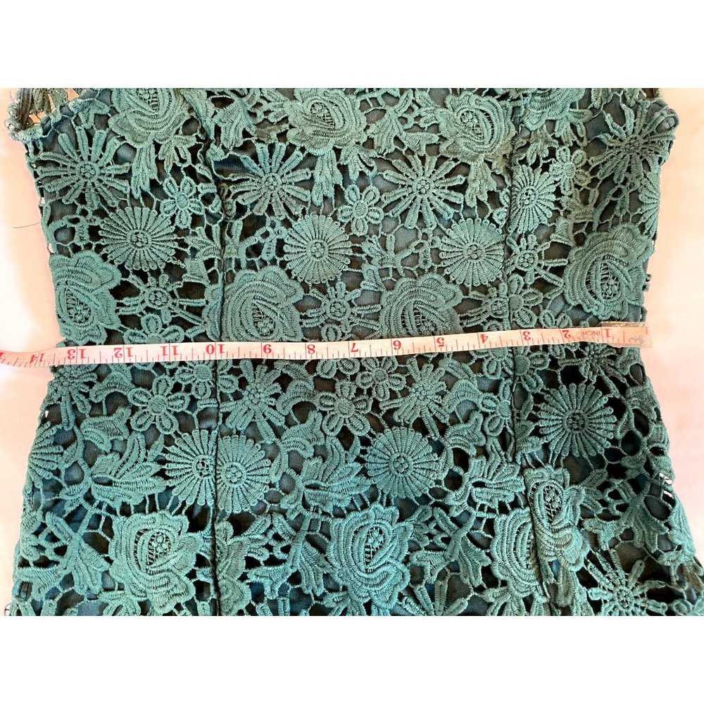 Lulus Womens Backless Lace Sheath Dress Short Sleeves Back Zip Green Size Small - Picture 8 of 11